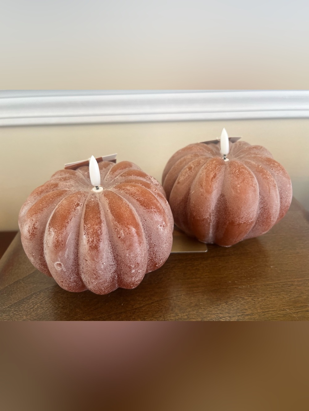 2026 Hobby Lobby Viral Pumpkin LED Candle Pair - Brown Set of 2 NEW